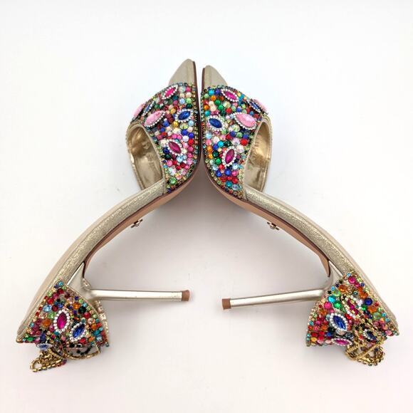 Azalea Wang Aladdin Women's Drapey Chains Stiletto Sandal Gold Size US6.5 EU37 - Picture 7 of 13